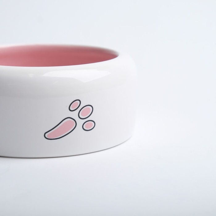 Миска керамическая  Миска керамическая "Заяц" 200 мл, 11 x 4,6 cм, белая/розовая