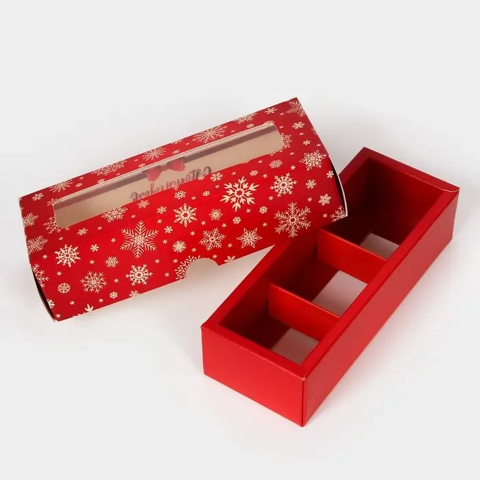 Коробка под 3 конфеты «Снежинки», 13×5×3.3 см