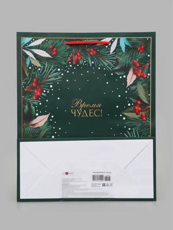 Пакет подарочный &laquo;Время чудес!&raquo;, 26&times;12&times;32 см
