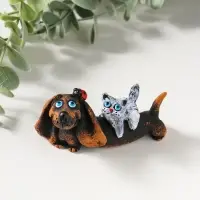 Фигура "Такса с друзьями", 4,9х4,5х8,9см