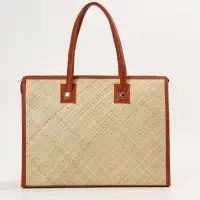 Сумка плетёная на молнии из пандана, 41&times;16&times;50 см, светло-коричневая