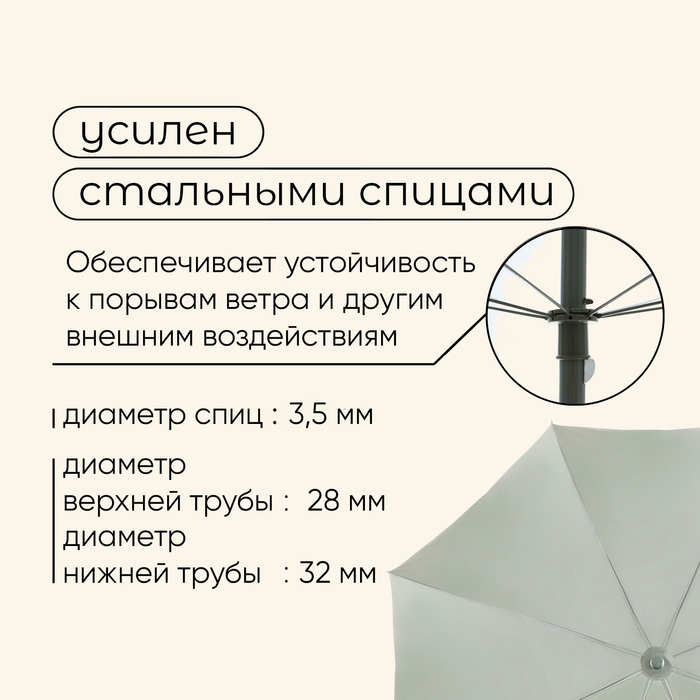 Зонт пляжный Maclay, с УФ-защитой, d=260 cм, h=240 см Зонт пляжный Maclay, с УФ-защитой, d=260 cм, h=240 см