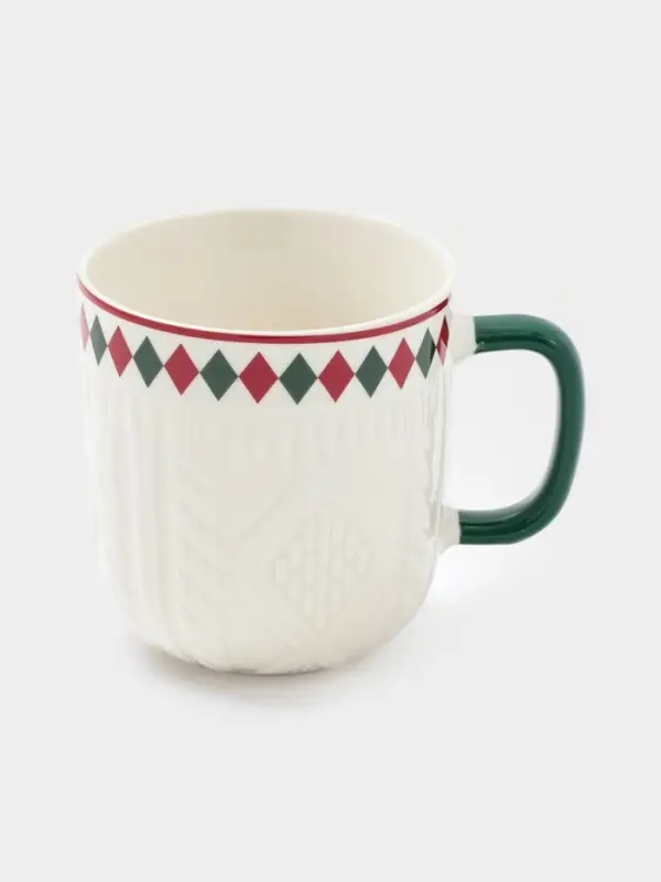 Кружка Доляна «Уютный новый год. Ромб», 370 мл, фарфор, белая