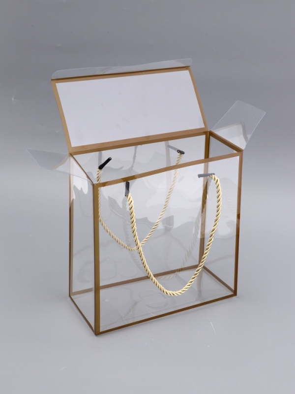 Коробка из PET с ручками, золотая, 20 х 20 х 9 см Коробка из PET с ручками, золотая, 20 х 20 х 9 см