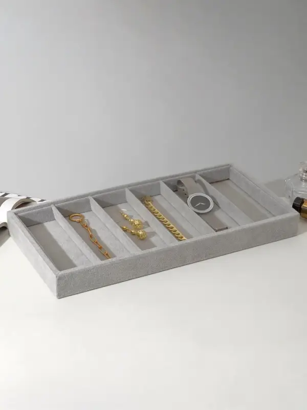 Подставка для украшений QF, 6 ячеек, 38&times;18.5&times;3.5 см, серая