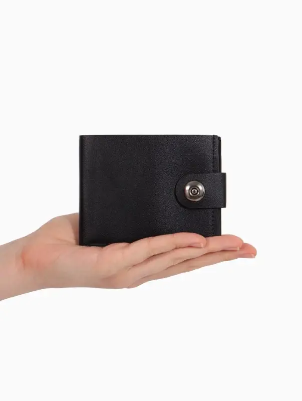 Портмоне мужское на магните, отдел для купюр, для карт, чёрное