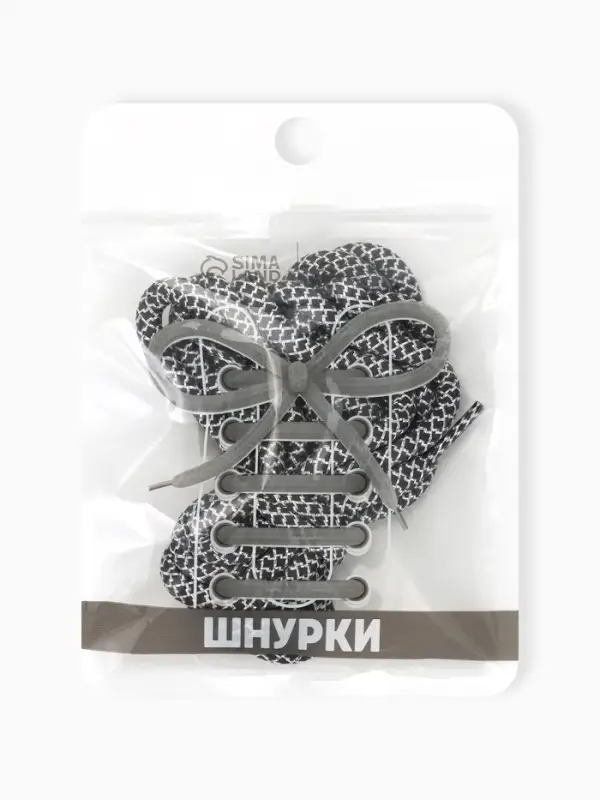Шнурки с круг сечением люрекс узор 6мм 110±10см (пара) серый пакет SS Шнурки с круг сечением люрекс узор 6мм 110±10см (пара) серый пакет SS