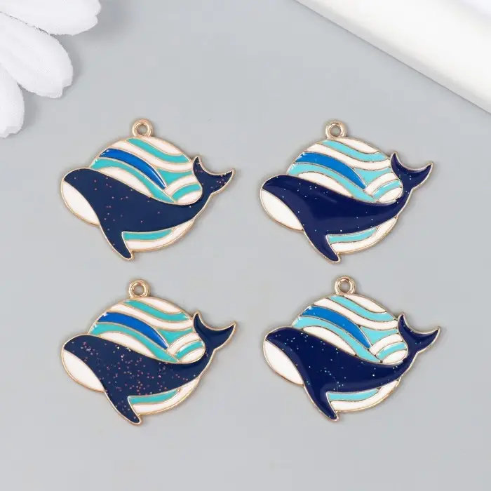 Декор для творчества металл, эмаль "Кит и морская планета" 2,3х3,1 см