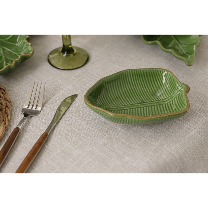 Салатник Доляна «Лист», 220 мл, 14,4×3,8 см, цвет зелёный Салатник Доляна «Лист», 220 мл, 14,4×3,8 см, цвет зелёный