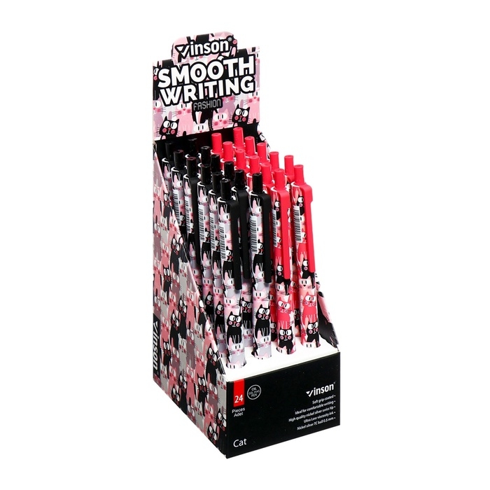 Ручка шариковая автоматическая 0,5 мм, Vinson, синяя масляная, софттач, штрихкод на шт, МИКС Ручка шариковая автоматическая 0,5 мм, Vinson, синяя масляная, софттач, штрихкод на шт, МИКС