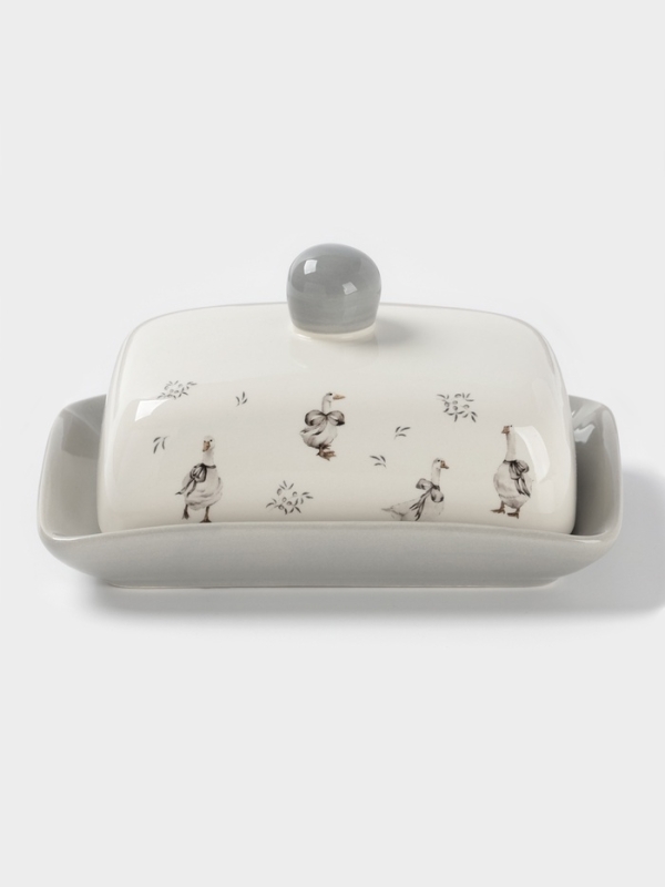 Масленка Доляна Масленка Доляна "Гуси" цвет белый 17х12х8,5 см