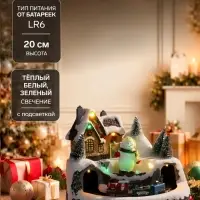 Светодиодная фигура &laquo;Поезд и снеговик&raquo; 20&times;20&times;16 см, музыка, свечение тёплый белый