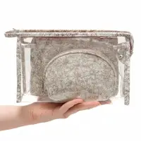 Набор косметичек 3 в 1, с рисунком, 25.5&times;8.5&times;16.5 см, бежевый