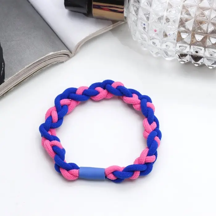 Резинка для волос Резинка для волос "Спорт элит" двойное плетение, 5 см, розово-синий