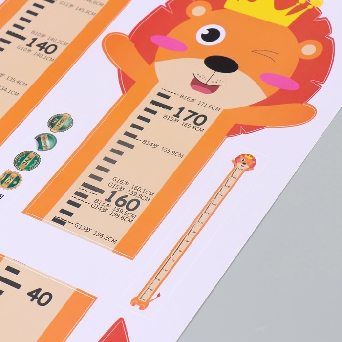 Наклейка пластик интерьерная цветная ростомер  Наклейка пластик интерьерная цветная ростомер "Король львов" 45x60 см