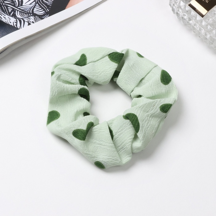 Резинка для волос Резинка для волос "Орбита" классик сердце, 10 см,зелёно-белый