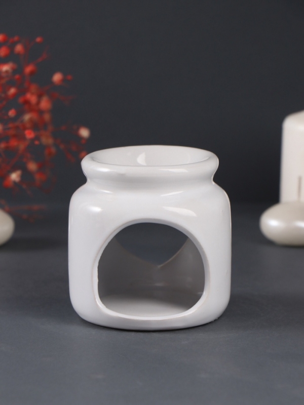 Аромалампа керамика + ароматический воск Аромалампа керамика + ароматический воск "Сердце" белая 7,5х7,5х8 см