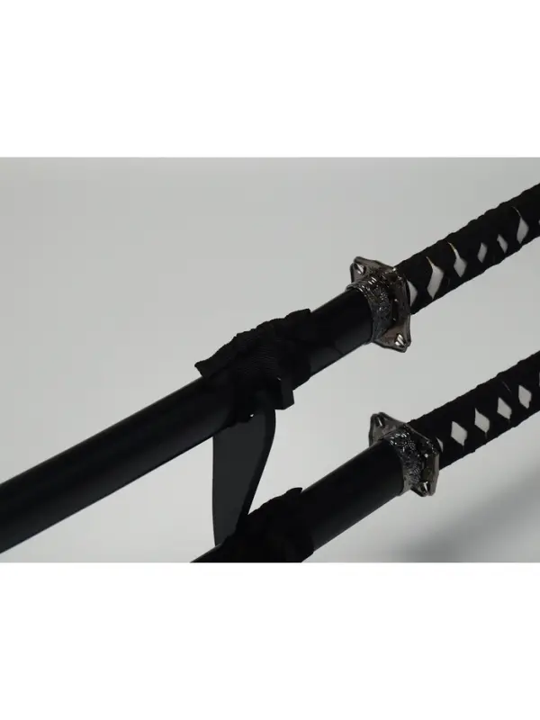 Макет оружия &laquo;Сувенирные катаны на подставке 2в1. Чёрный глянец&raquo;, подарочный набор, ножны дерево, 78 см; 103 см