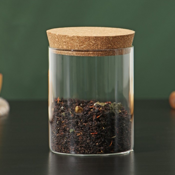 Банка стеклянная для сыпучих продуктов с пробковой крышкой «Классика», 450 мл, 8,5×11 см