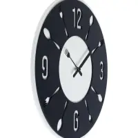 Часы настенные интерьерные &laquo;Вилка-ложка&raquo;, d=35 см, бело-чёрные