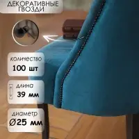 Гвозди ТУНДРА, декоративные, обивочные, 25&times;39 мм, черный, 100 шт.