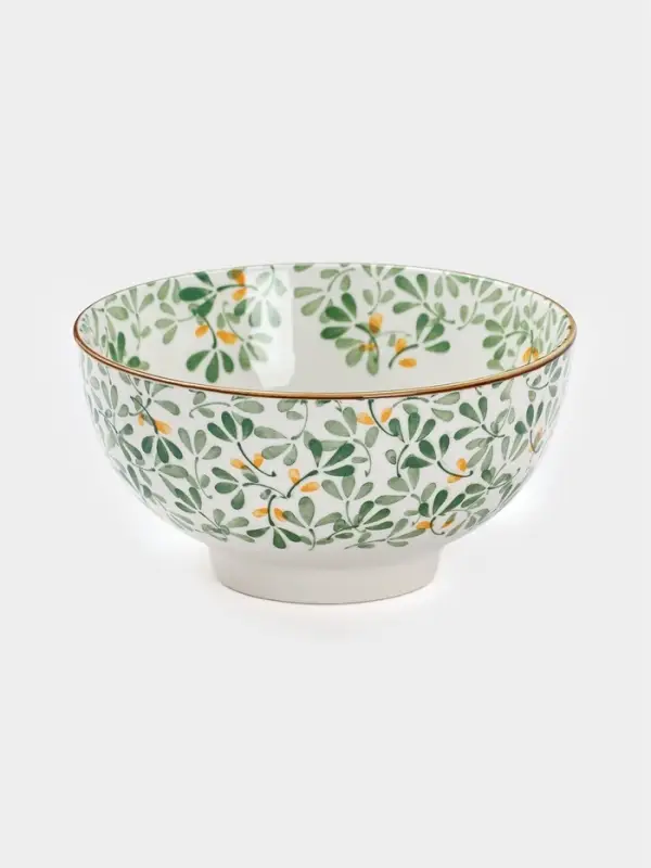 Салатник &laquo;Гармония лепестков&raquo;, 15.5&times;5.5 см, фарфор, белая, зелёная