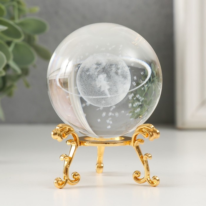 Сувенир стекло  Сувенир стекло "Малыш в космосе" d=6 см ажурная подставка 6х6х8,1 см