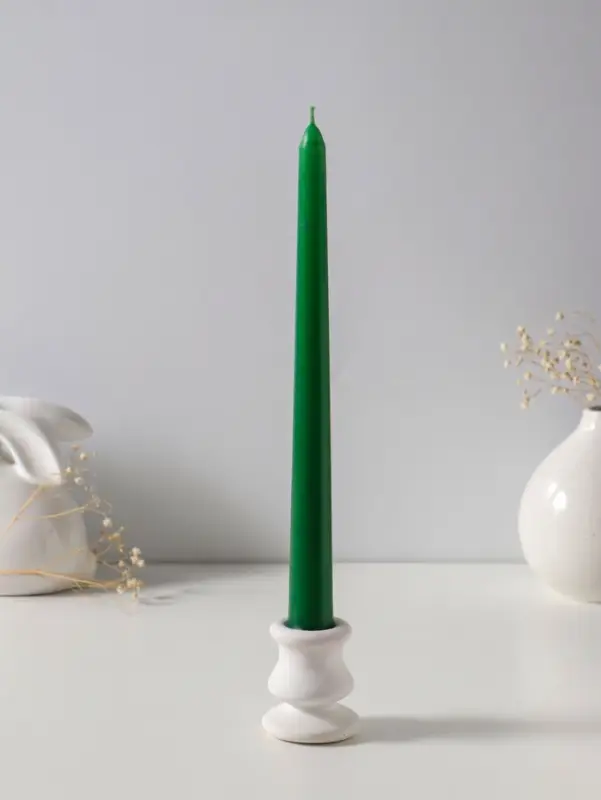 Набор свечей античных 25 см, 3 шт., 58 г, 7 ч, зелёный