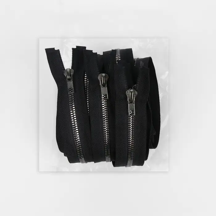 Молния «Трактор», №5, разъёмная, декоративное звено «Акулий зуб», замок автомат, 80 см, цвет чёрный/чёрный никель, цена за 1 штуку