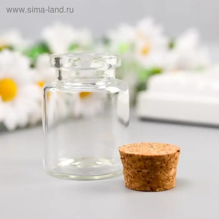 Декор для творчества стекло  Декор для творчества стекло "Бутылочка с пробкой" 4х3х3 см