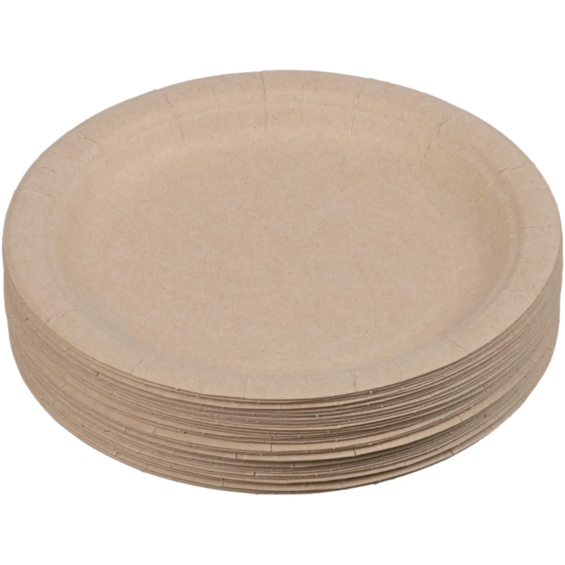 Тарелка одноразовая из бумаги цв. Крафт д 180 мм, 50шт/уп