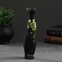Фигура керамика «Кошка Багира прямая», чёрный, 6×6×21 см