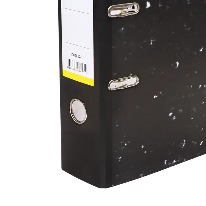 Папка-регистратор 75 мм, А4, эконом мрамор, черная, МИКС