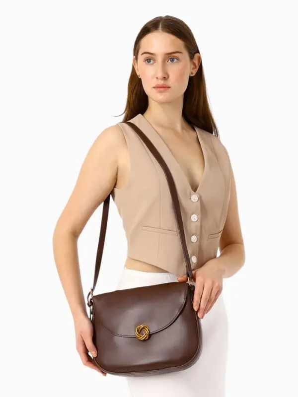 Сумка женская мессенджер TEXTURA на магните, с косметичкой, 28&times;4&times;20 см, коричневая