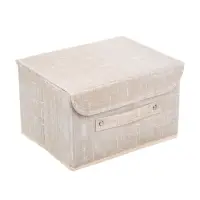 Кофр для хранения с крышкой тм VETTA ЛЁН, полиэстер, 26х20х15см, бежевый