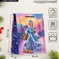 Пакет подарочный новогодний ламинированный, &laquo;Снегурочка ждет Деда Мороза&raquo;, 18&times;10&times;22.3 см