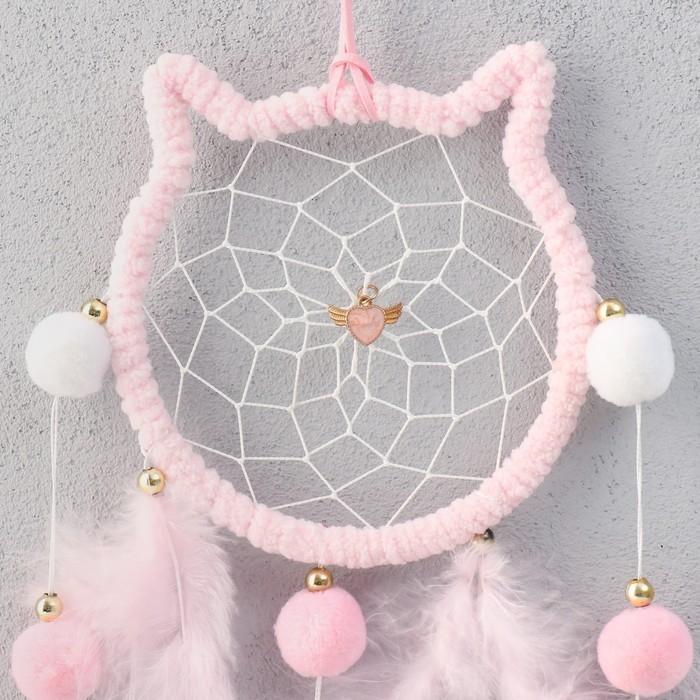 Ловец снов "Котик с бомбошками" 60 см