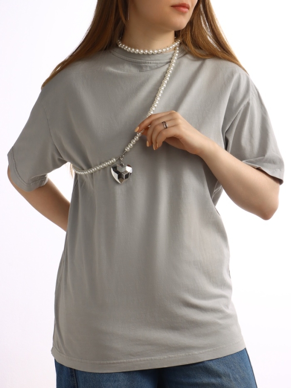 Портупея жемчужнаяс кулоном «Сердце», 129 см, белая в серебре Портупея жемчужнаяс кулоном «Сердце», 129 см, белая в серебре