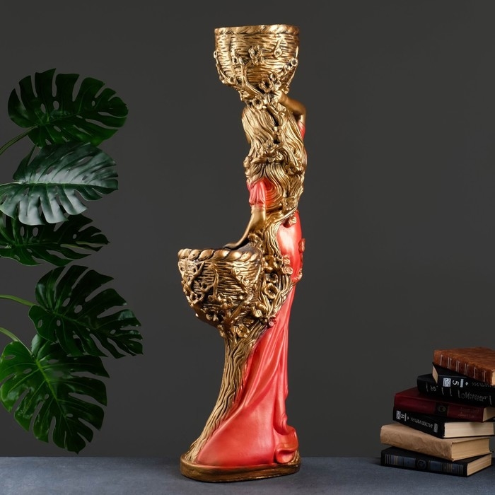 Фигура  Фигура "Девушка с двумя кашпо" красная, 24х30х96см