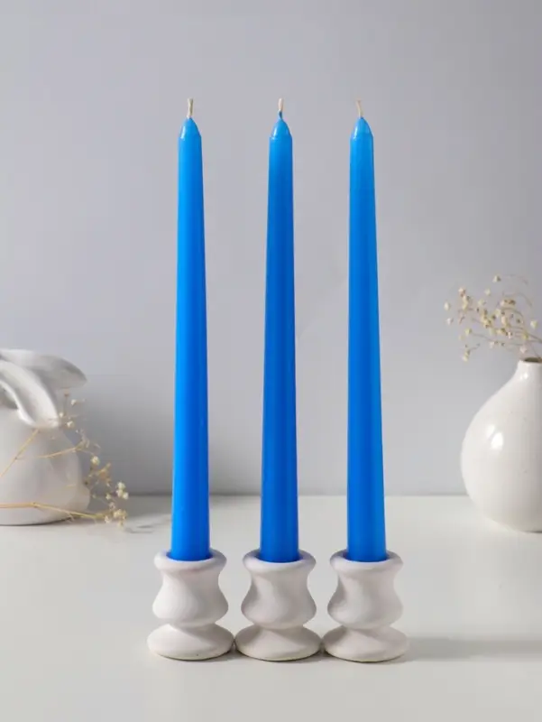 Набор свечей античных 25 см, 3 шт., 58 г, 7 ч, синий