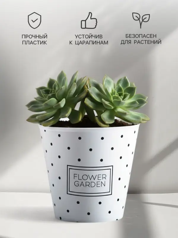 Кашпо для цветов Flower garden, 800 мл, d=11 см, h=12 см, пластиковое