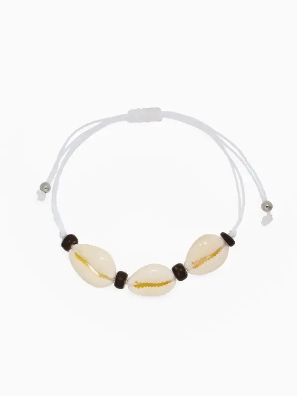 Браслет на нити &laquo;Ракушка. Кокос&raquo;, d=7 см, белый в серебре