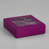 Коробка для 9 конфет, сиреневый, 13.5&times;13.5&times;3.5 см