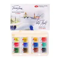 Акварель художественная в кюветах, 12 цветов &times; 2.5 мл, ЗХК &laquo;Белые ночи&raquo;, пластиковая палитра