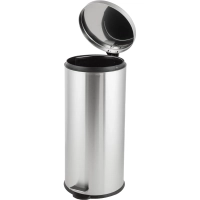 Ведро мусорное стальное 30л кругл сереб с пед и крыш матов 310х690мм_30L-NN