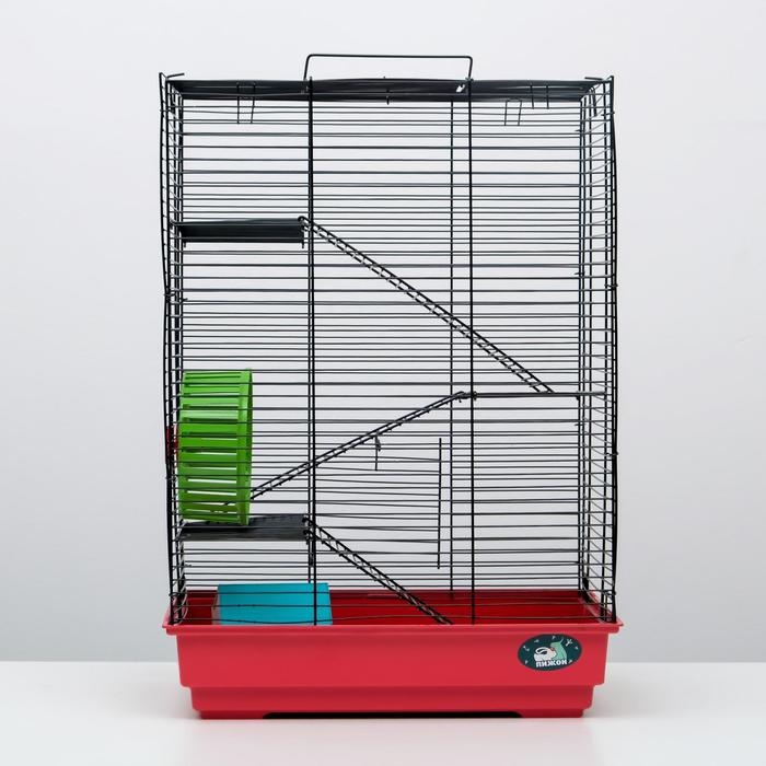 Клетка для грызунов Клетка для грызунов "Пижон" №5, с 3 этажами, укомплектованная, 41 х 30 х 58 см, рубиновая