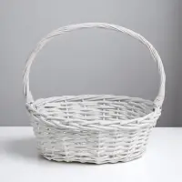 Корзина плетёная для хранения, лоза, с ручкой, овальная, серая, набор 3 шт.