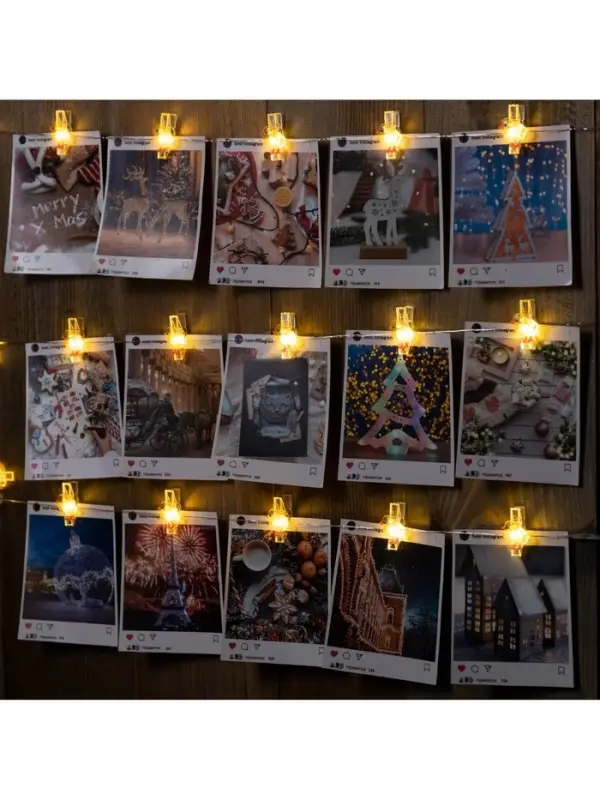 Гирлянда &laquo;Нить&raquo; 2 м, роса с насадками &laquo;Прищепки-цыплёнок&raquo;, IP20, серебристая нить, 20 LED, от батареек АА&times;2, свечение тёплое белое