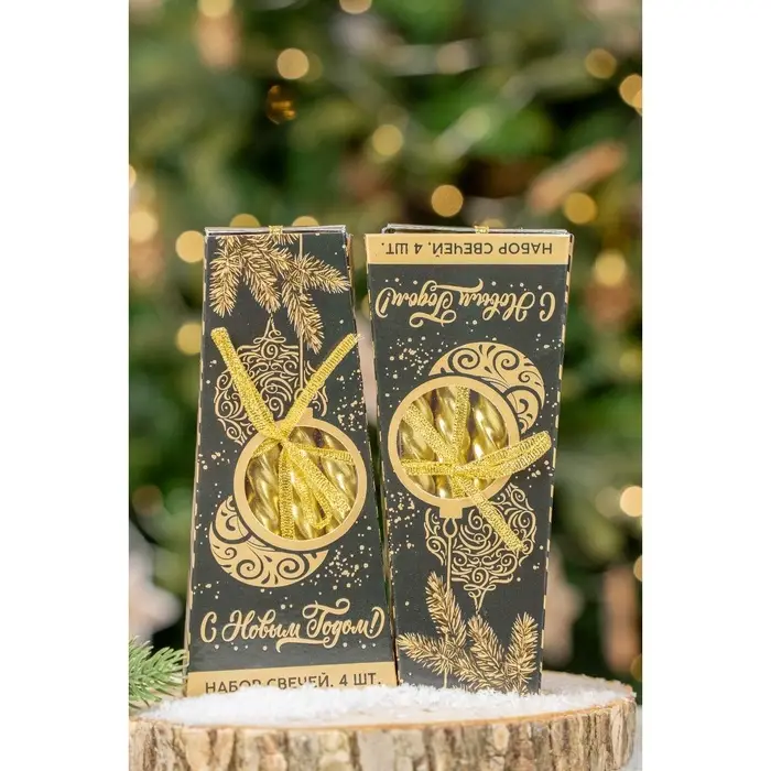 Набор свечей Новогодний 8 шт,  1,5 см х 1,5 см х 15 см