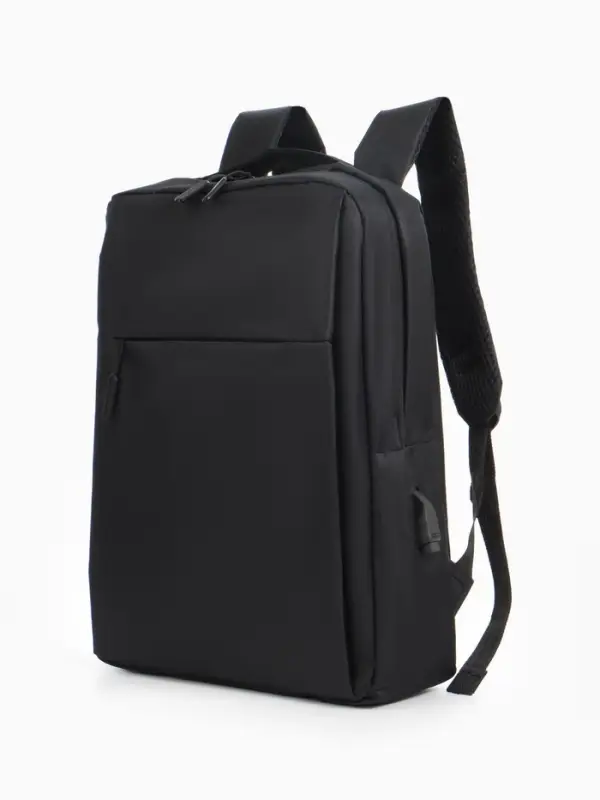 Рюкзак мужской на молнии, 2 наружных кармана, с USB, чёрный
